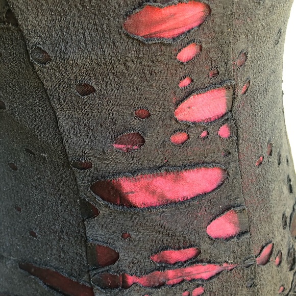 Shrine | Gothic Vintage Torn Velvet Mesh Dress - Picture 4 of 7